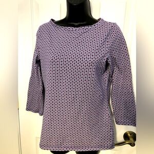 Talbots long sleeve tee. Size S. Red/white/blue. Exc Cond. Star pattern